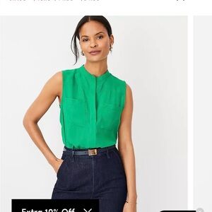 Ann Taylor Sleeveless Camp Shirt, Women’s Size Small, Green